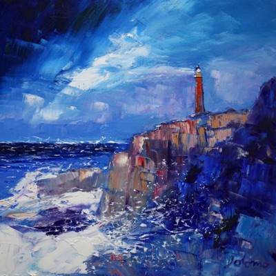 Big storm brewing Butt of Lewis Lighthouse 16x16